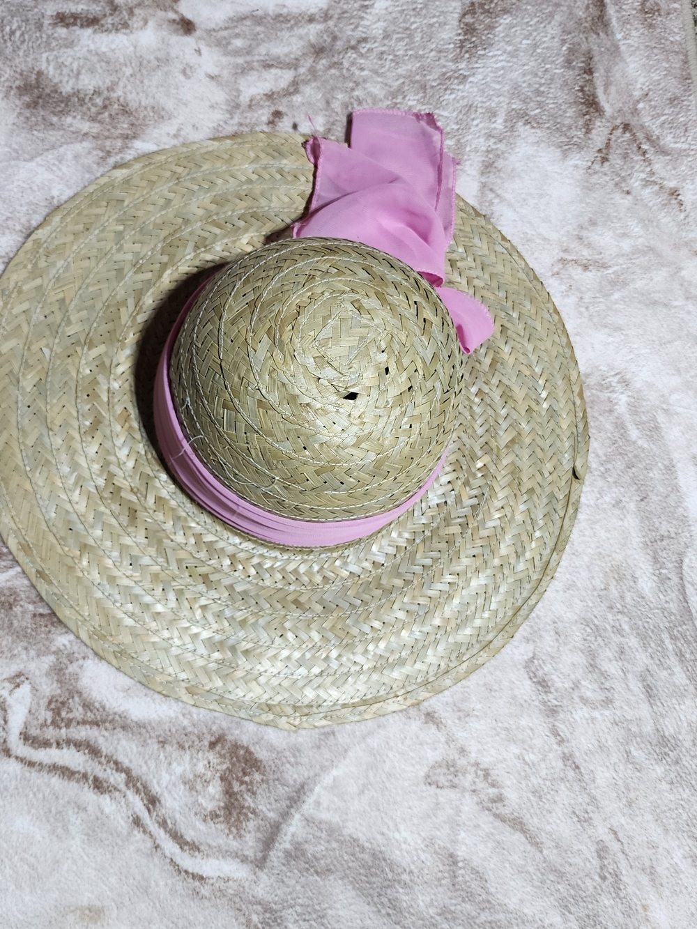 HATS Wide Brim Straw Sun Hat Pink Ribbon Floppy Beach Resort Hat - Picture 3 of 8